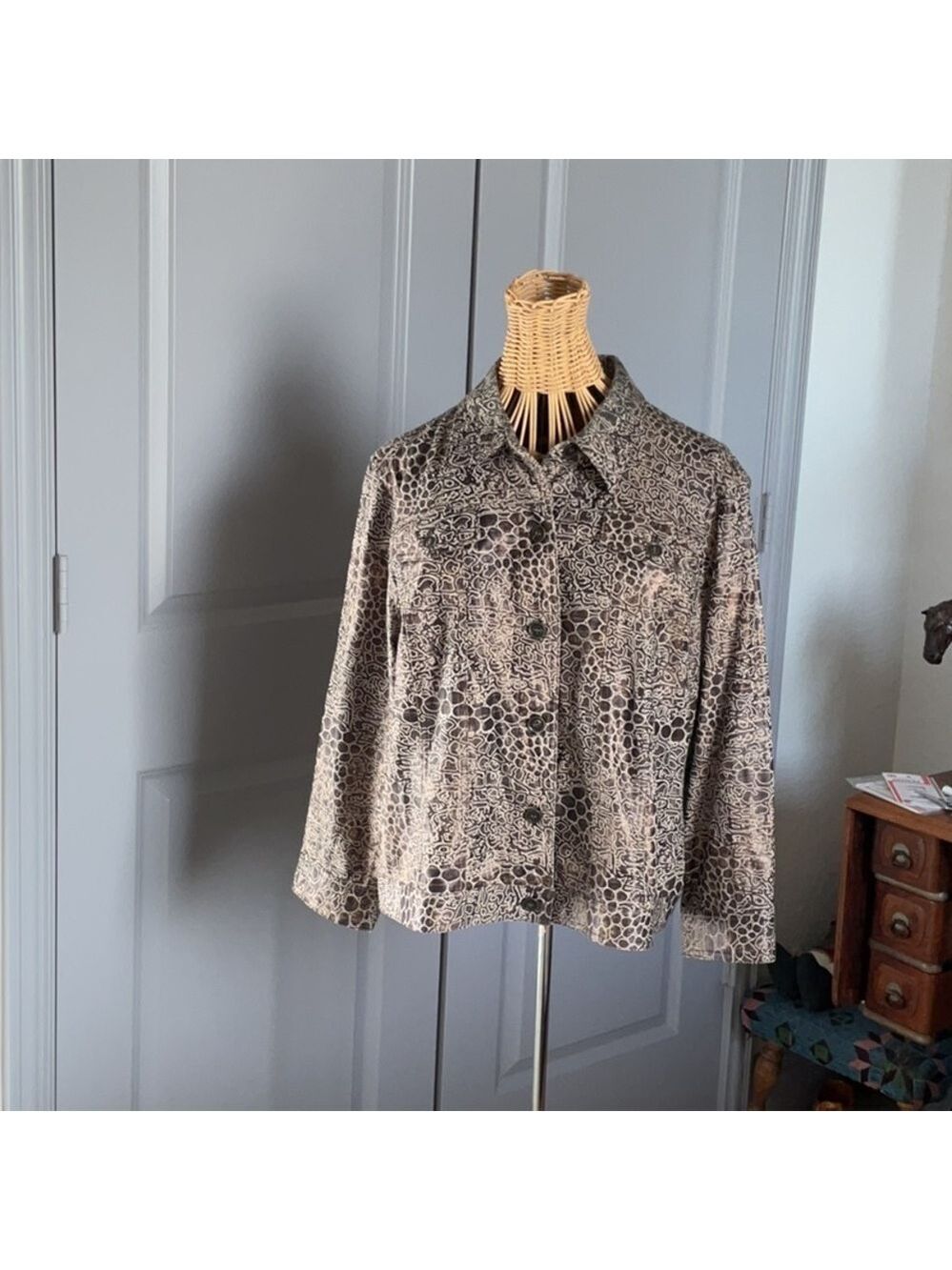 Women's Ruby Rd. Beige & Brown Print Jacket Size 18